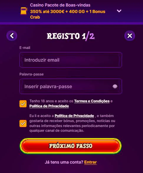 Registe-se no DuoSpin Casino